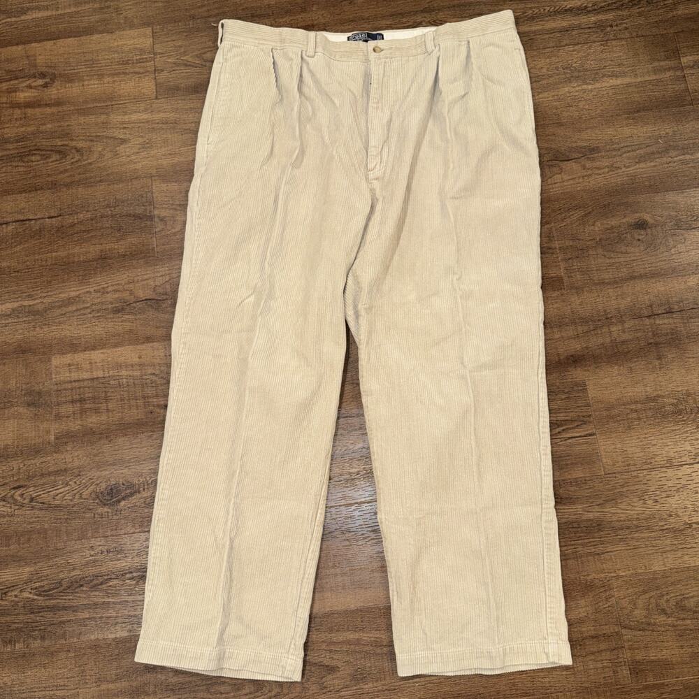 Vintage Corduroy Pants POLO by Ralph Lauren Andrew Men's Size 42x30 Beige Pleat